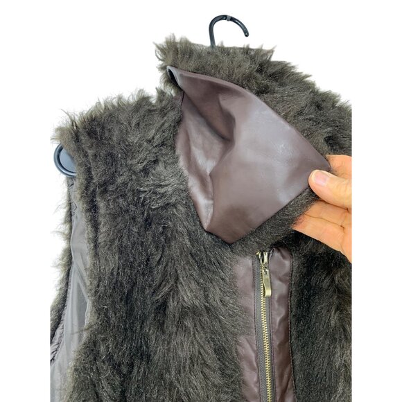 New Laura Lane Choc Brown Faux Fur Vest 3X Plus Full Zip Pockets - Picture 8 of 11